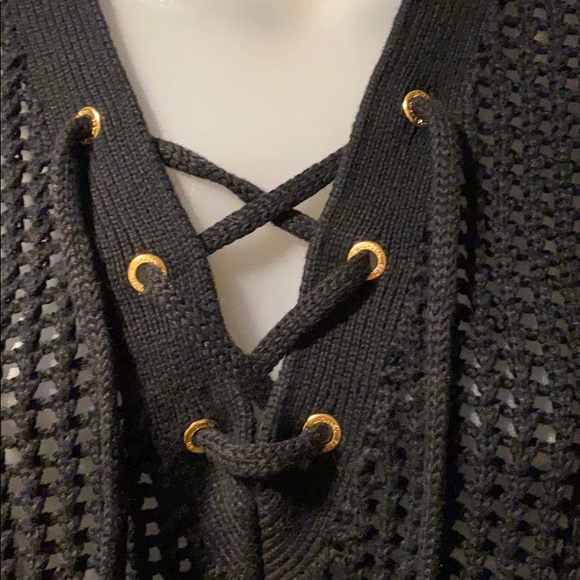 Michael Kors Sweater Black Net Lace up Tunic S NWT - Picture 6 of 16